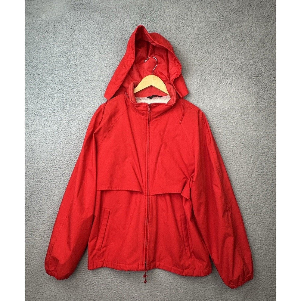 Vtg Eddie Bauer Gore Tex Rain Jacket Men's XL Red Packable Concealed Hood W Bag